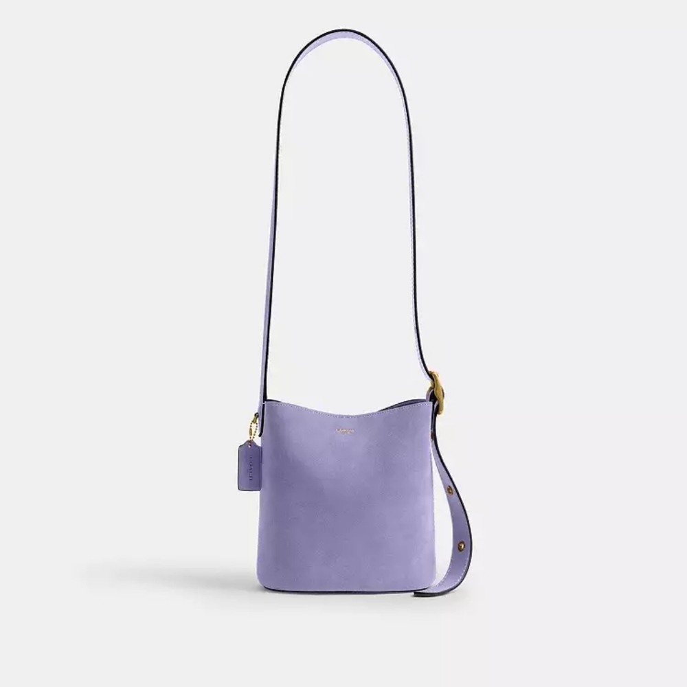 COACH Suede Bleecker Bucket Bag 21 Lavender Crossbody Pouch CCW84 NWT - Picture 3 of 13